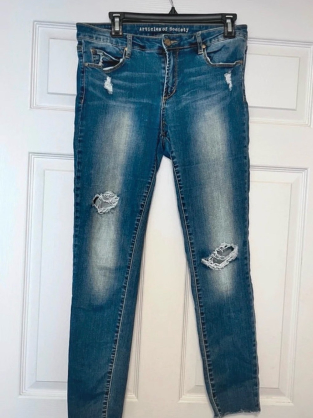 Articles Of Society Blue Distressed Skinny Jeans